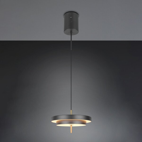 Trio Lighting Lampă suspendată LED Keaton, negru/auriu, Ø 40 cm, CCT, reglabil, Negru, Camera de zi / sufragerie, Metal