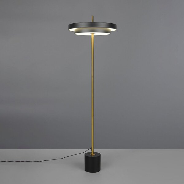 Trio Lighting Lampadar LED Keaton, negru/auriu, înălțime 138 cm, CCT, reglabil, Negru, Camera de zi / sufragerie, Metal