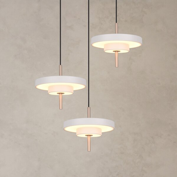 Trio Lighting Lampă suspendată LED Keaton, gri deschis, Ø 45 cm, metal, CCT 3 becuri, reglabil, Gri, Camera de zi / sufragerie, Metal