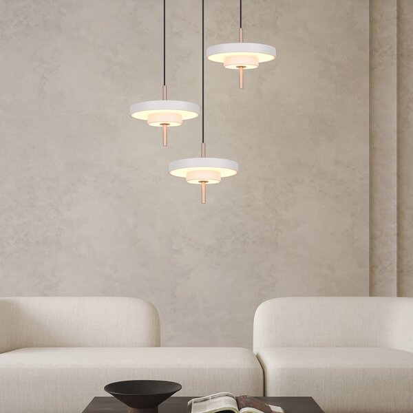 Trio Lighting Lampă suspendată LED Keaton, gri deschis, Ø 45 cm, metal, CCT 3 becuri, reglabil, Gri, Camera de zi / sufragerie, Metal