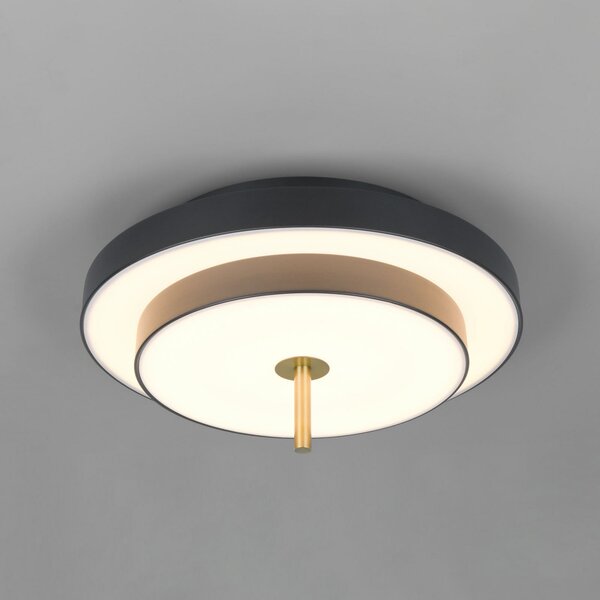 Trio Lighting Plafonieră LED Keaton, negru/auriu, Ø 40 cm, CCT, reglabil, Negru, Camera de zi / sufragerie, Metal