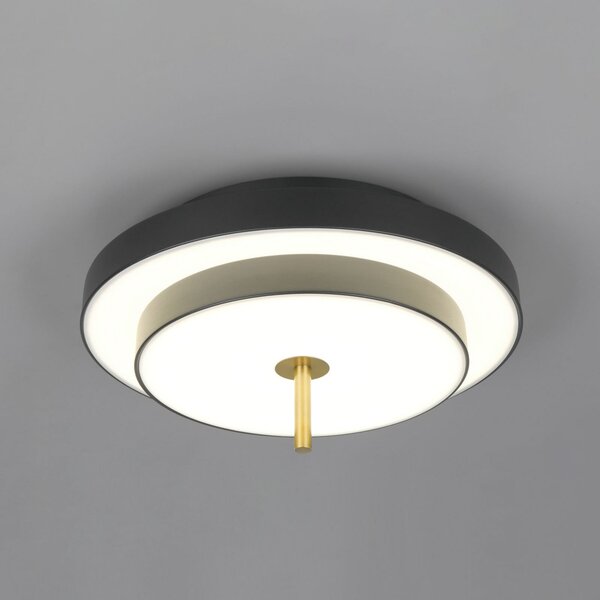 Trio Lighting Plafonieră LED Keaton, negru/auriu, Ø 40 cm, CCT, reglabil, Negru, Camera de zi / sufragerie, Metal