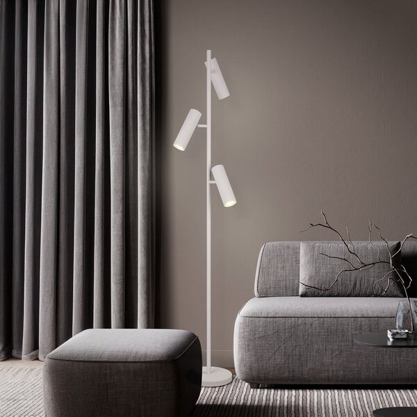 Trio Lighting Lampadar Soka, gri deschis, înălțime 150 cm, metal, 3 becuri., Gri, Camera de zi / sufragerie, Metal, Modern