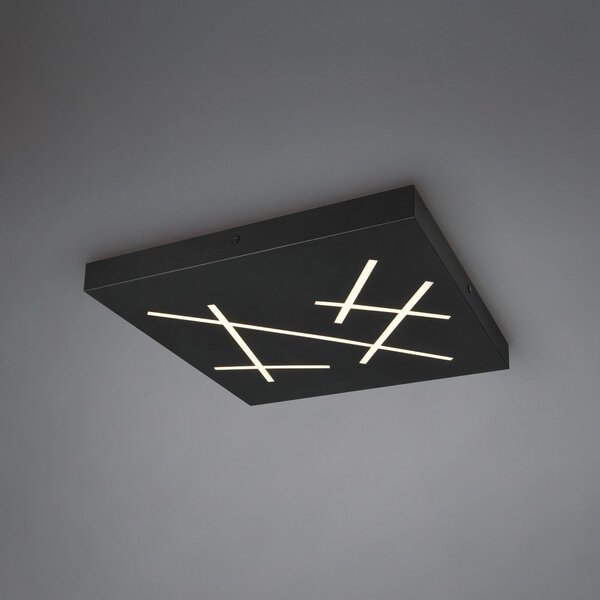 Trio Lighting Plafonieră LED Snip, negru mat, lungime 50 cm, metal, CCT, reglabil, Negru, Camera de zi / sufragerie, Metal, Modern