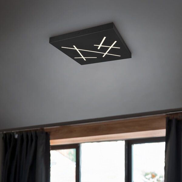 Trio Lighting Plafonieră LED Snip, negru mat, lungime 50 cm, metal, CCT, reglabil, Negru, Camera de zi / sufragerie, Metal, Modern