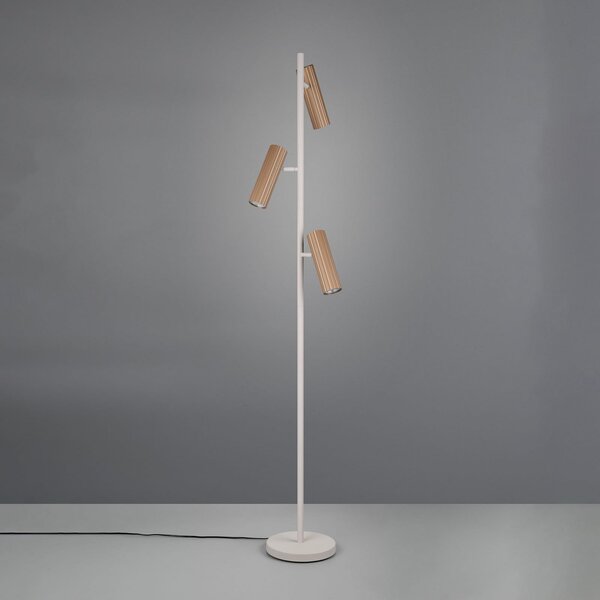 Trio Lighting Lampadar Soka, maro/gri, înălțime 150 cm, metal, 3 becuri., Maro / Rugină, Camera de zi / sufragerie, Metal, Modern