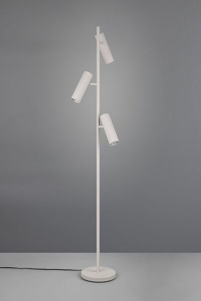 Trio Lighting Lampadar Soka, gri deschis, înălțime 150 cm, metal, 3 becuri., Gri, Camera de zi / sufragerie, Metal, Modern