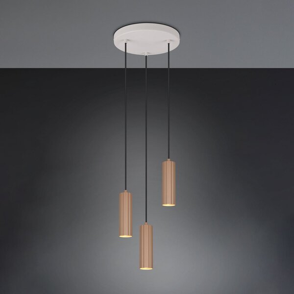 Trio Lighting Lampă suspendată Soka, maro/gri, Ø 28 cm, metal, 3 becuri., reglabil, Maro / Rugină, Camera de zi / sufragerie, Metal, Modern