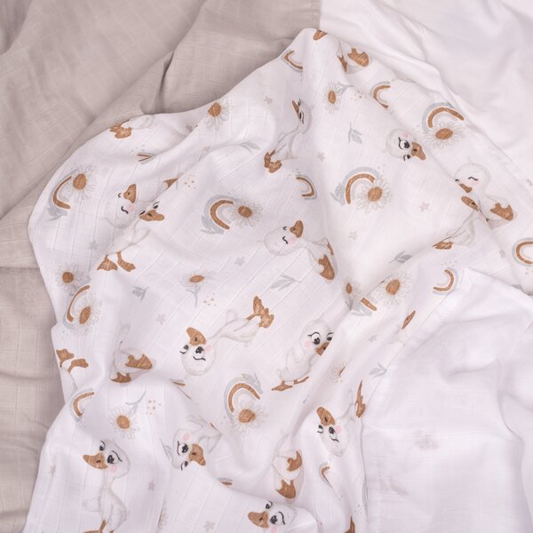 Set 3 paturici de vara din muselina soft 78x78 cm Kidizi Ducky 100% bumbac