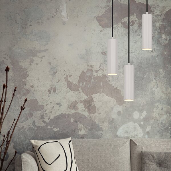 Trio Lighting Lampă suspendată Soka, gri deschis, Ø 28 cm, metal, 3 becuri., reglabil, Gri, Camera de zi / sufragerie, Metal, Modern