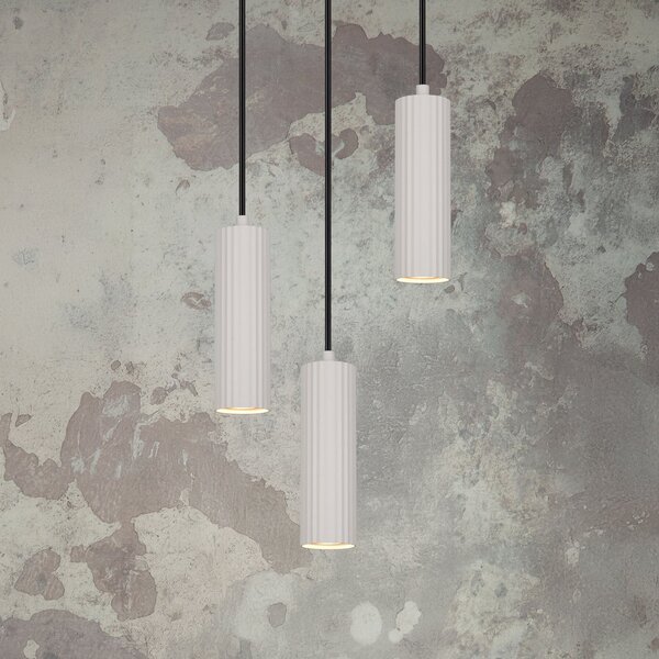 Trio Lighting Lampă suspendată Soka, gri deschis, Ø 28 cm, metal, 3 becuri., reglabil, Gri, Camera de zi / sufragerie, Metal, Modern