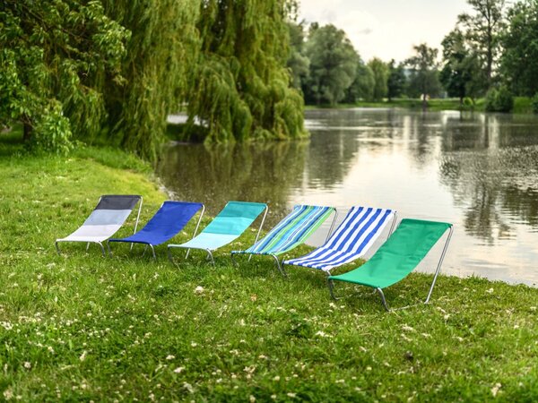 Set de 2 sezlonguri pliante pentru plaja SAND, dungi gri