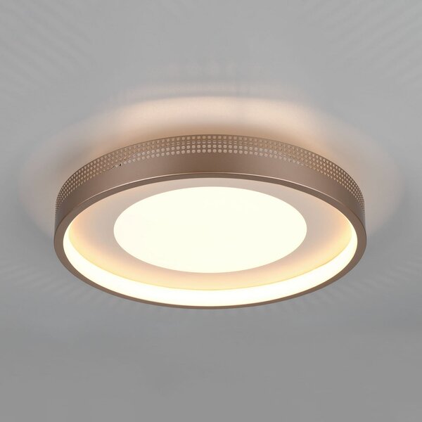 Trio Lighting Plafonieră LED Solea, maro, Ø 40 cm, plastic, Maro / Rugină, Camera de zi / sufragerie, Plastic, Modern