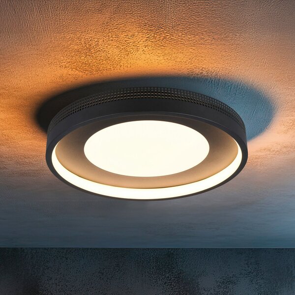 Trio Lighting Plafonieră LED Solea, negru mat, Ø 40 cm, plastic, Negru, Camera de zi / sufragerie, Plastic, Modern
