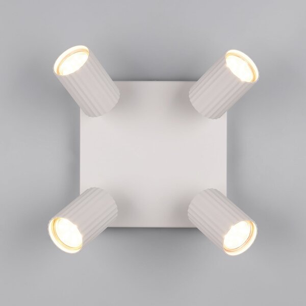 Trio Lighting Spot de tavan Soka, gri deschis, lungime 20 cm, metal, 4 becuri., reglabil, Gri, Camera de zi / sufragerie, Metal, Modern
