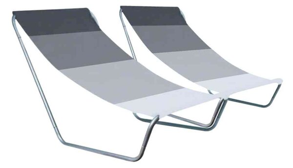Set de 2 sezlonguri pliante pentru plaja SAND, dungi gri