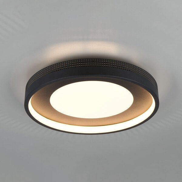 Trio Lighting Plafonieră LED Solea, negru mat, Ø 40 cm, plastic, Negru, Camera de zi / sufragerie, Plastic, Modern
