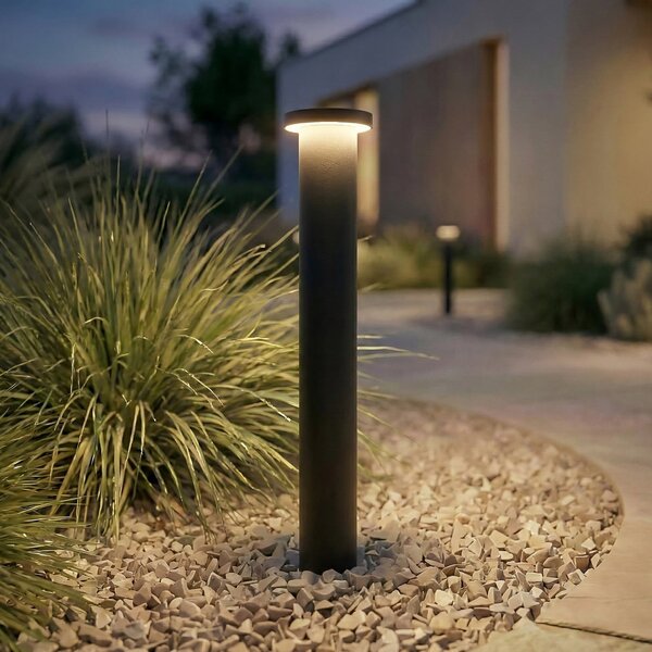 Lindby Bornă luminoasă LED pentru alee Cirel, înălțime 45 cm, negru, IP65, Negru, Aluminiu, Modern