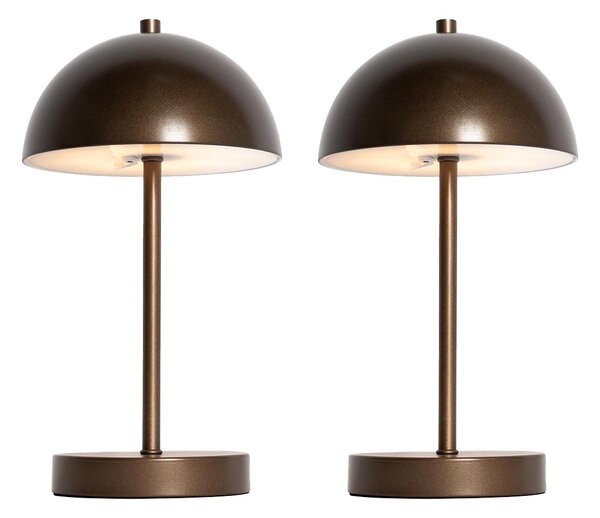 Set de 2 lămpi de masă exterioare ciupercă bronz închis reîncărcabile - Keira