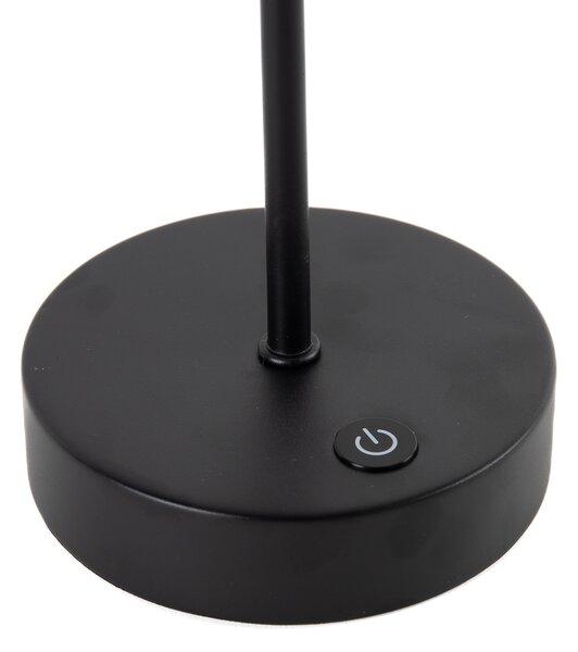 Lampă de masă modernă neagră cu sticlă opalescentă incluzând LED reglabil în 3 trepte - Djent