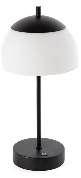 Lampă de masă modernă neagră cu sticlă opalescentă incluzând LED reglabil în 3 trepte - Djent