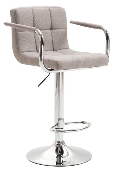 Scaun de bar, material textil gri-maro taupe/crom, LEORA 2 NEW