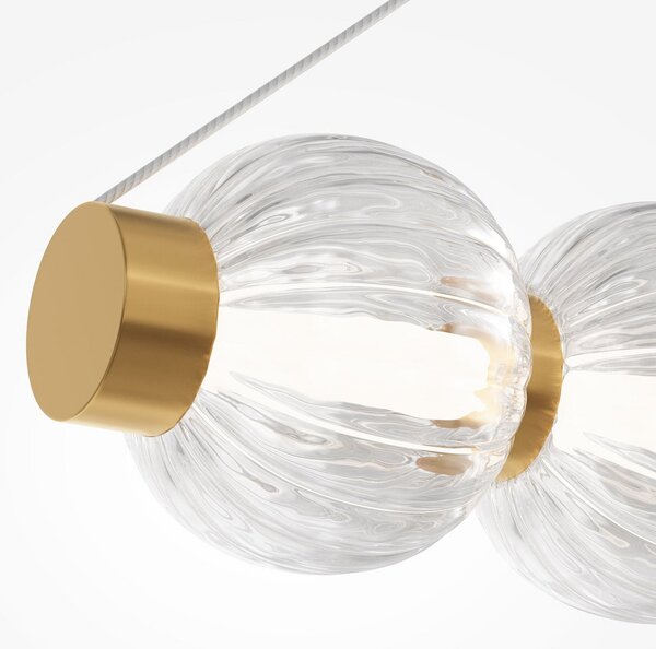Maytoni Lampă suspendată LED AMULET, lungime 110 cm, culoare aurie, metal/sticlă, Auriu / Alamă, Camera de zi / sufragerie, Metal, Modern