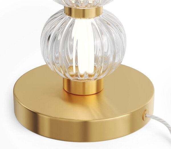 Maytoni Lampa de masă LED AMULET, înălțime 45 cm, culoare auriu, metal/sticlă, Auriu / Alamă, Camera de zi / sufragerie, Metal, Modern
