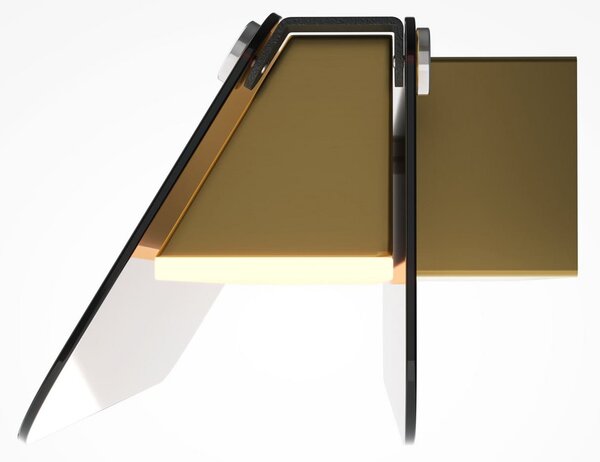 Maytoni Aplică LED FLAT, chihlimbar/alamă, lățime 30 cm, sticlă/metal, Auriu / Alamă, Camera de zi / sufragerie, Metal, Modern, Perete unghiular