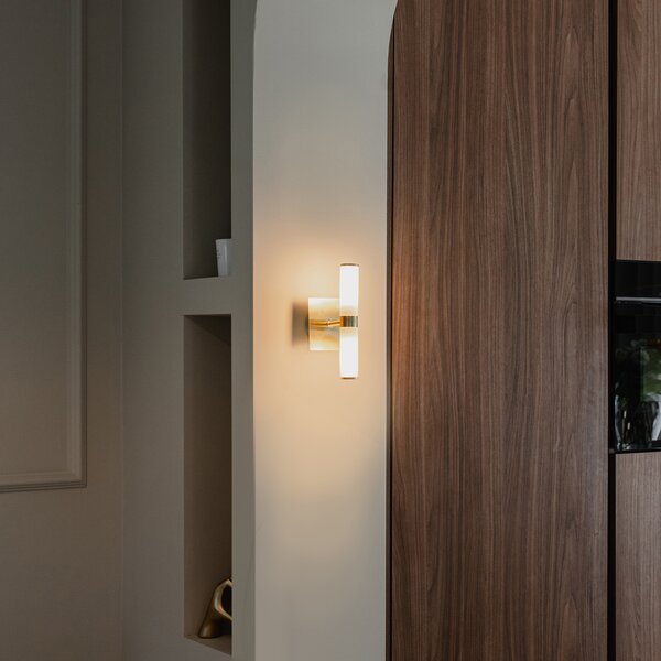 Lampa de perete inteligentă pentru baie, aurie, IP44, cu 2 lumini, inclusiv Zigbee G9 - Bath