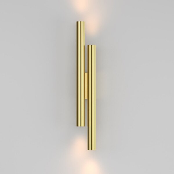 Maytoni Aplică de perete LED Calipso, alamă, înălțime 49 cm, metal, 4 becuri., Auriu / Alamă, Camera de zi / sufragerie, Aluminiu, Modern