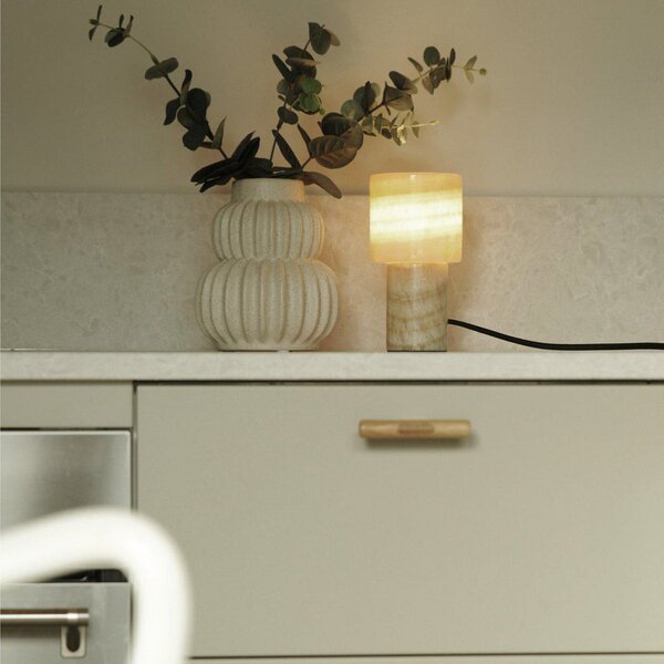 PR Home Lampă de masă Lucie, crem, marmură, înălțime 16 cm, G9, Bej, Camera de zi / sufragerie, Piatră, Modern