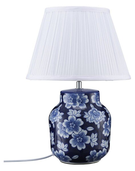 PR Home Lampa de masă Fanny, albastru/alb, ceramică, 47 cm, E27, Albastru, Camera de zi / sufragerie, Ceramică, Modern