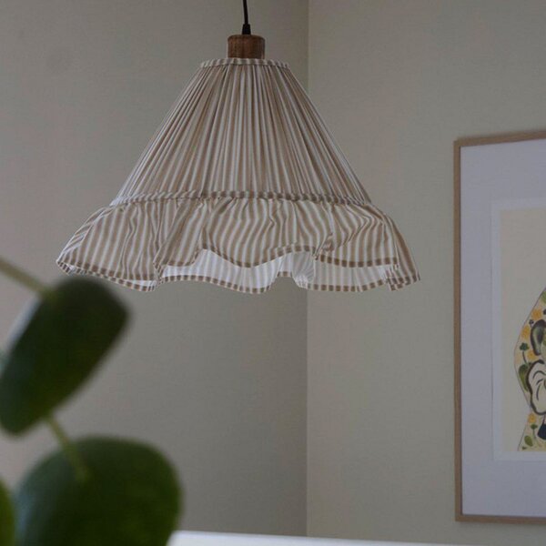 PR Home Lampă suspendată Estrid, bej, țesătură, Ø 40 cm, E27, reglabil, Bej, Camera de zi / sufragerie, Țesătură / Textil, Casă de țară / Rustic