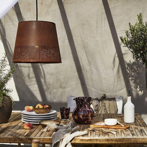 PR Home Lampă suspendată Corta, culoare ruginiu, ștecher, Ø 38 cm, E27, Maro / Rugină, Camera de zi / sufragerie, Metal, Design industrial