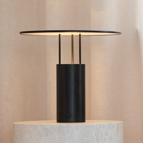 Piet Hein Lampa de masă LED Tempel280, negru, înălțime 24,5 cm, reglabil, Negru, dormitor, Aluminiu, Design