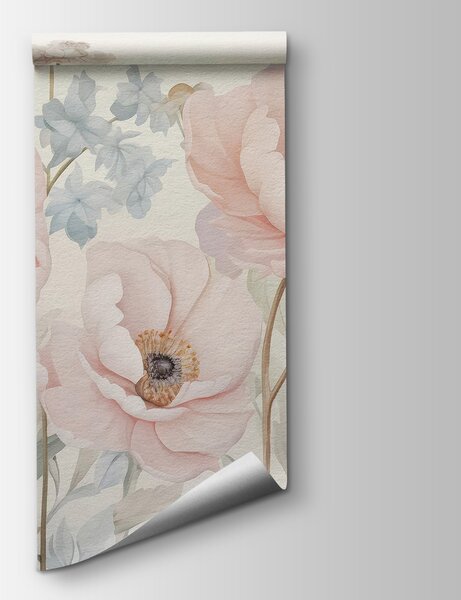 Fototapet Flori delicate, pline de eleganță în nuanțe pastelate, Fototapet acuarelă, Fototapet populare, w03555 - Tapeko.ro