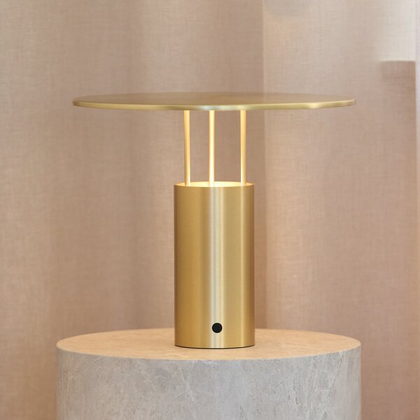 Piet Hein Lampa de masă LED Tempel280, alamă, înălțime 24,5 cm, reglabil, Auriu / Alamă, dormitor, Aluminiu, Design