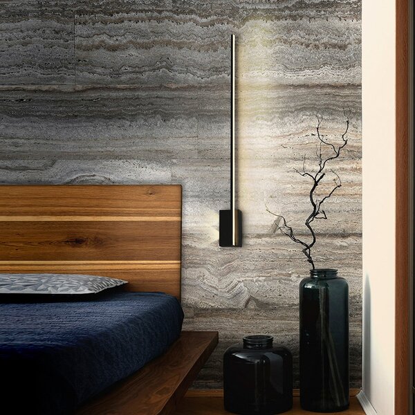 Schuller Valencia Aplică LED Stick, înălțime 80 cm, negru, metal, Negru, Camera de zi / sufragerie, Aluminiu, Modern