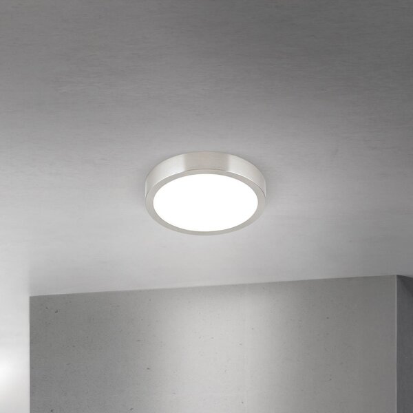 ORION Plafonieră LED pentru tavan Disc, culoare nichel satinat, Ø 14 cm, CCT, reglabil, Metalic, Camera de zi / sufragerie, Aluminiu, Modern