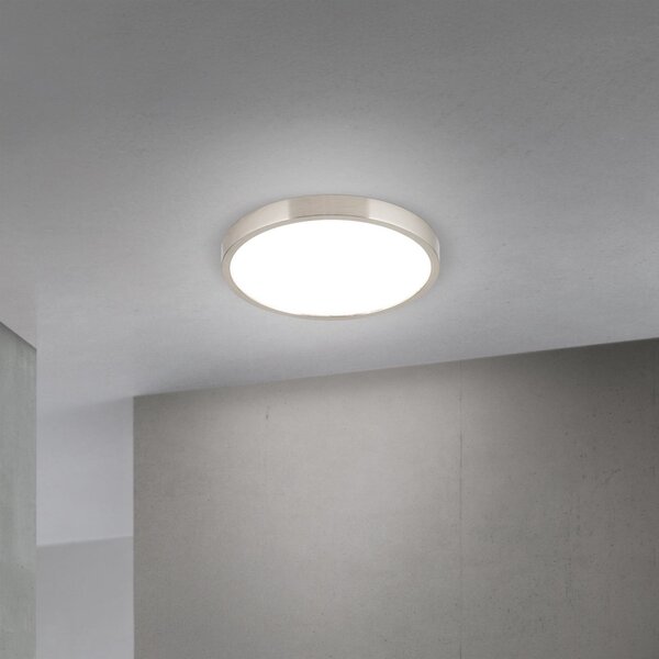 ORION Plafonieră LED pentru tavan Disc, culoare nichel satinat, Ø 24 cm, CCT, reglabil, Metalic, Camera de zi / sufragerie, Aluminiu, Modern
