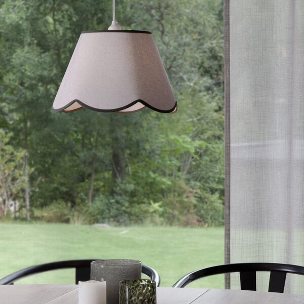 PR Home Lampă suspendată Nell, verde mușchi, Ø 35 cm, E27, țesătură, reglabil, Alb, Camera de zi / sufragerie, Țesătură / Textil