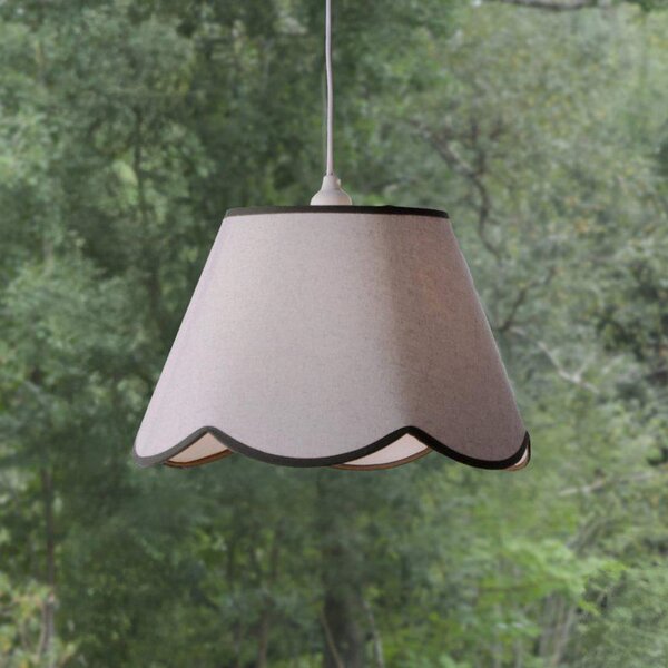 PR Home Lampă suspendată Nell, verde mușchi, Ø 35 cm, E27, țesătură, reglabil, Alb, Camera de zi / sufragerie, Țesătură / Textil