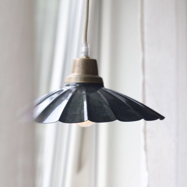 PR Home Lampa suspendată Ester, albastră, Ø 24 cm, cu priză, E27, Albastru, Camera de zi / sufragerie, Metal, Vintage
