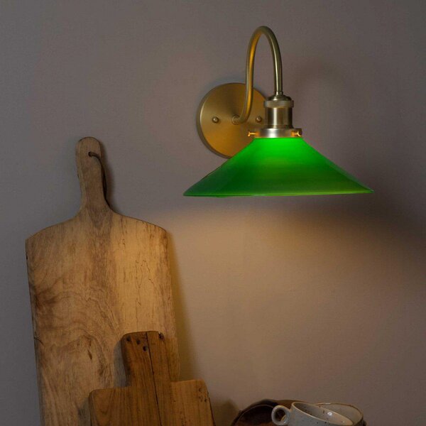 PR Home Aplică de perete August, auriu/verde, înălțime 25 cm, E27, reglabil, Auriu / Alamă, Camera de zi / sufragerie, Metal, Scandinavă