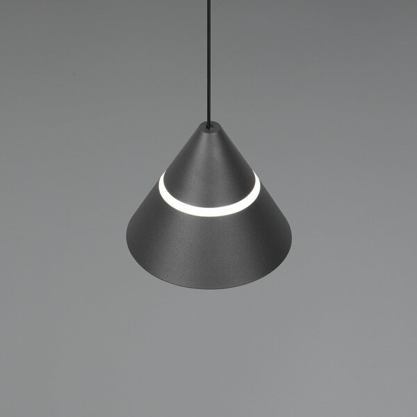 Trio Lighting Lampă suspendată LED Romeo, Ø 14 cm, negru, metal, CCT, Negru, Camera de zi / sufragerie, Metal, Modern