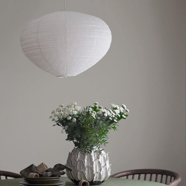 PR Home Lampă suspendată Verona, albă, Ø 55 cm, țesătură, E27-LED, reglabil, Alb, Camera de zi / sufragerie, Țesătură / Textil