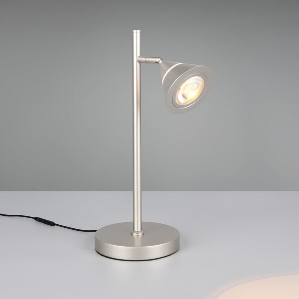 Trio Lighting Lampa de masă LED Romeo, înălțime 40 cm, culoare nichel, metal, CCT, reglabil, Metalic, Camera de zi / sufragerie, Metal, Modern