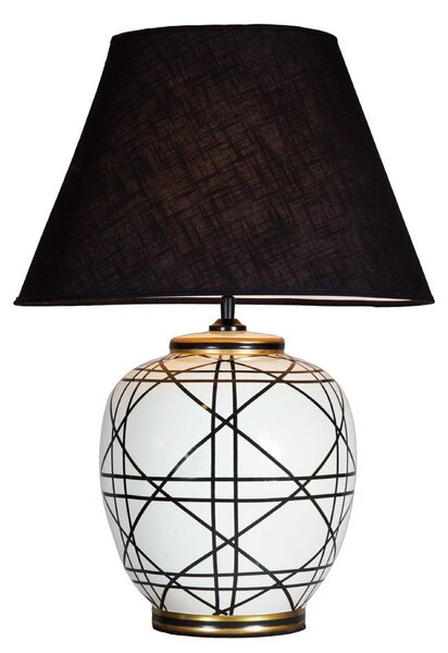 PR Home Lampa de masă New York, negru, înălțime 60 cm, ceramică, Camera de zi / sufragerie, Țesătură / Textil