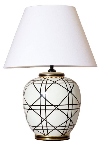PR Home Lampa de masă New York, albă, înălțime 60 cm, ceramică, Alb, Camera de zi / sufragerie, Țesătură / Textil